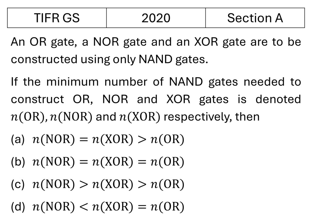 TIFR 2020 A Logic Gates previous year question TIFR_2020_A_Q24