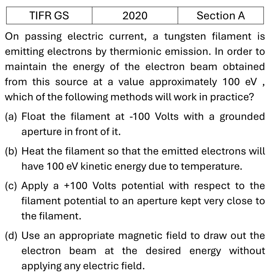 TIFR 2020 A Instruments previous year question TIFR_2020_A_Q25