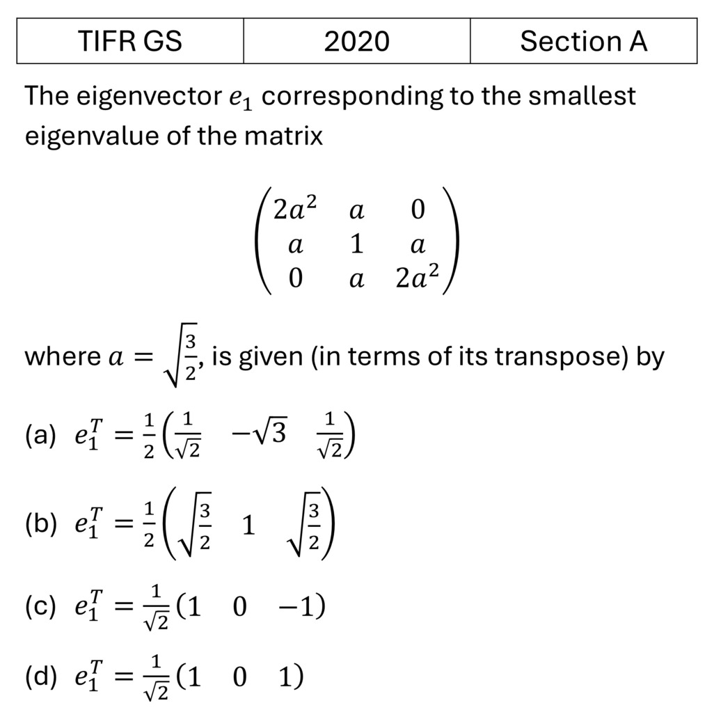 TIFR 2020 A Matrices previous year question TIFR_2020_A_Q3
