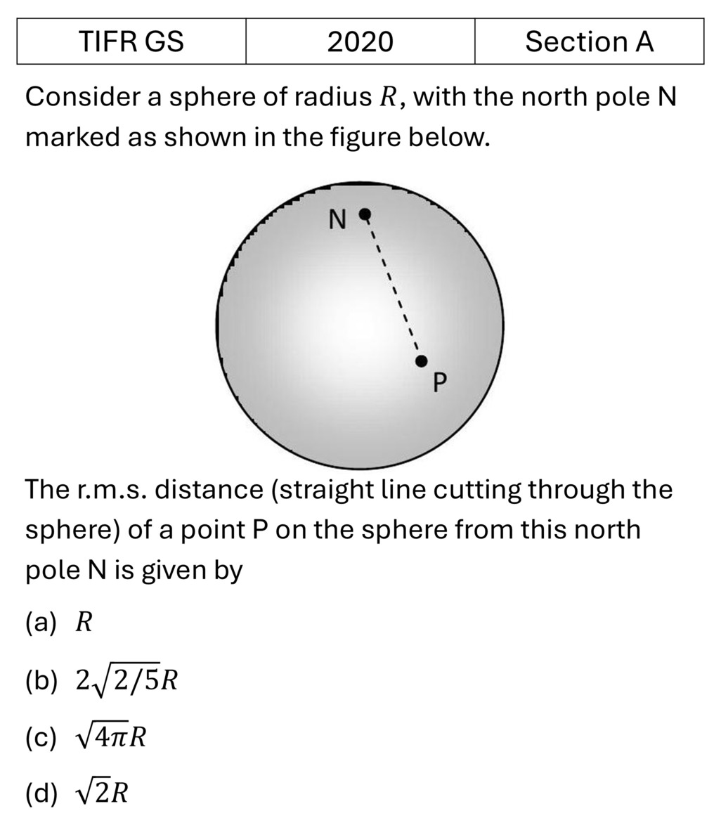 TIFR 2020 A Kinetic theory of gases previous year question TIFR_2020_A_Q5