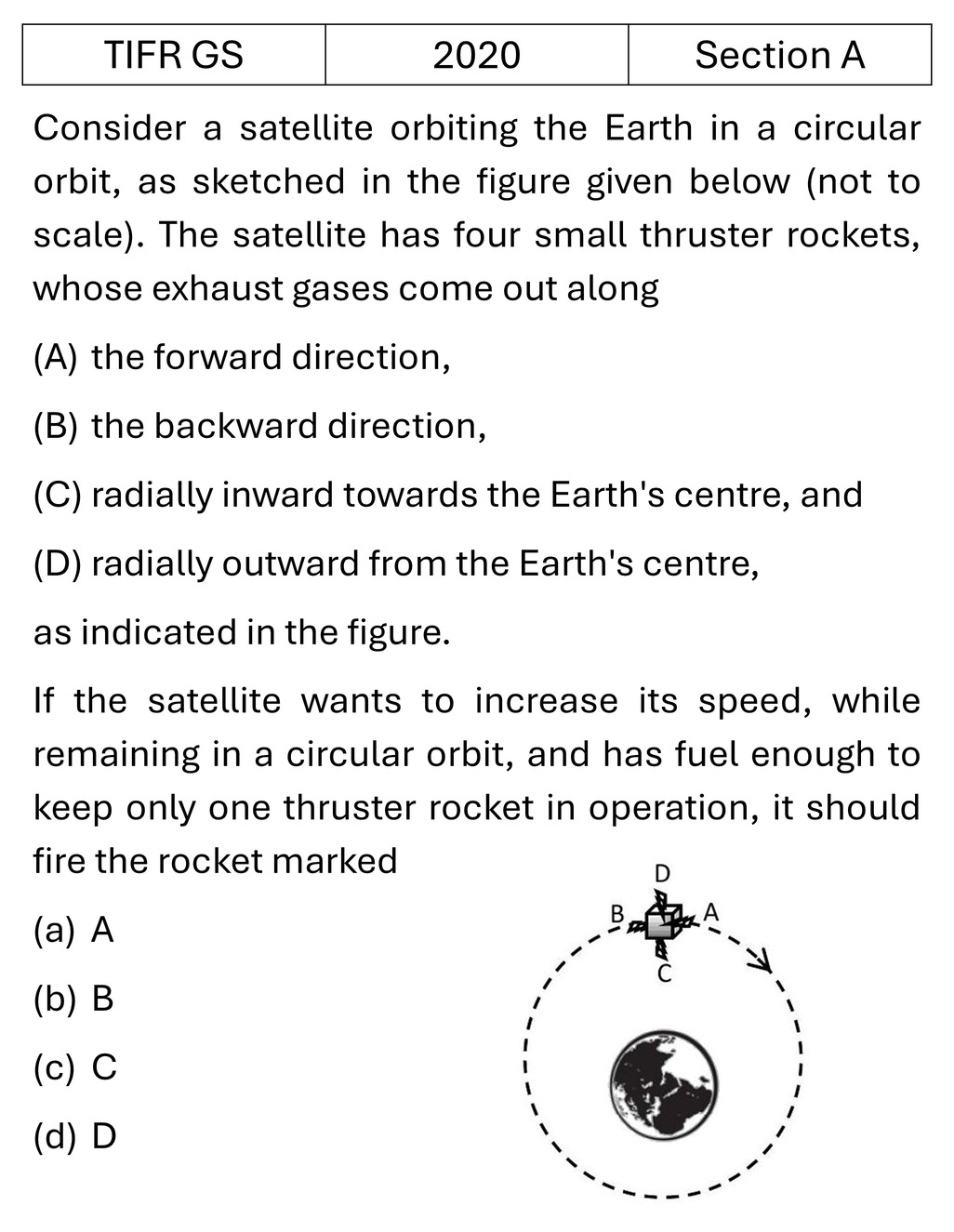 TIFR 2020 A Central Forces, Gravitation and Universe previous year question TIFR_2020_A_Q6