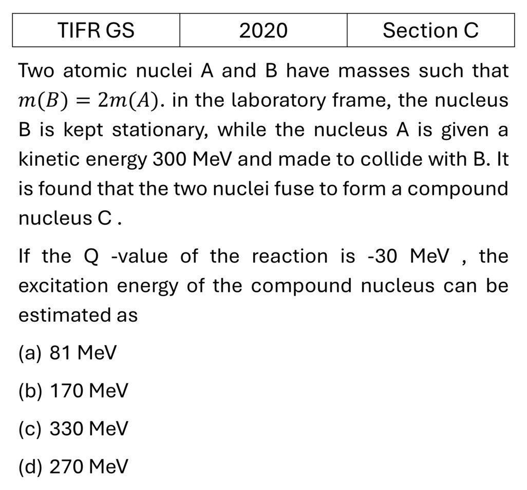 TIFR 2020 C Radioactivity previous year question TIFR_2020_C_Q14