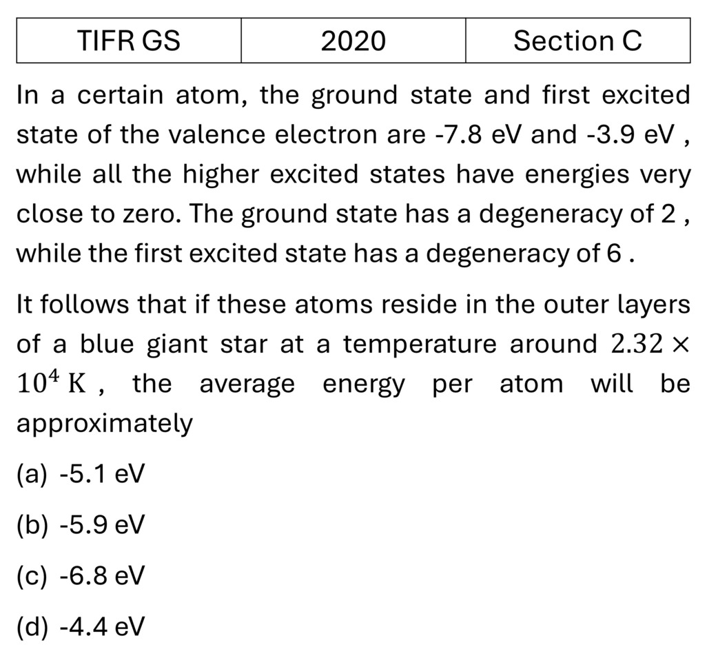 TIFR 2020 C Canonical Ensemble previous year question TIFR_2020_C_Q7