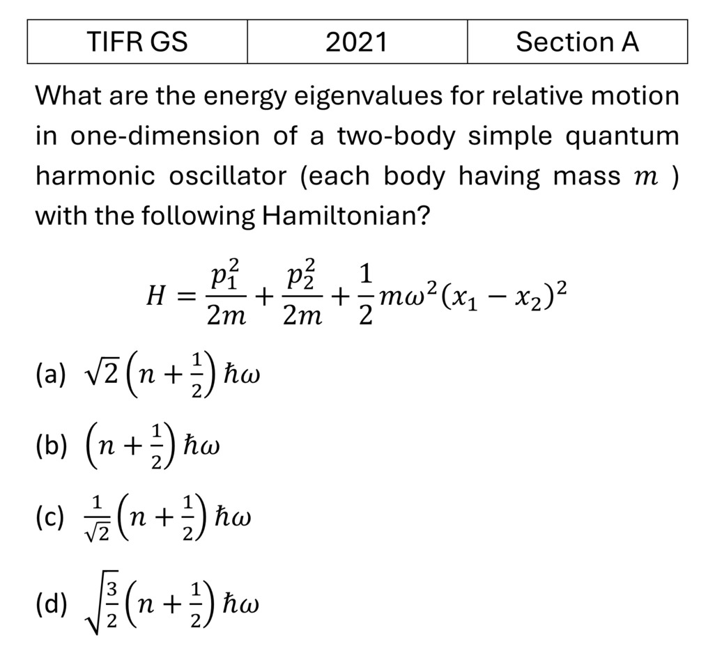 TIFR 2021 A Quantum Harmonic Oscillator previous year question TIFR_2021_A_Q11