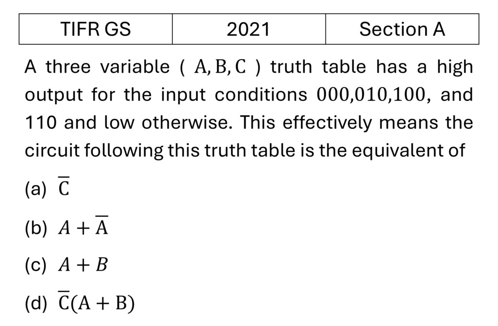 TIFR 2021 A Logic Gates previous year question TIFR_2021_A_Q24