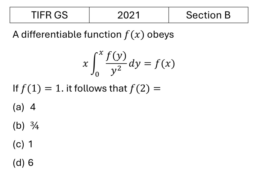 TIFR 2021 B Limits, Continuity and Differentiation previous year question TIFR_2021_B_Q1