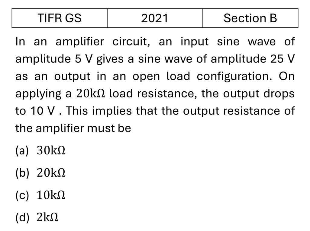 TIFR 2021 B OPAMP previous year question TIFR_2021_B_Q14