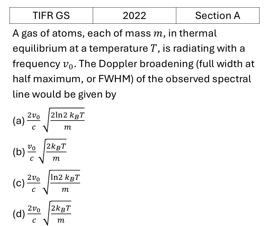 TIFR 2022 A Effects in atomic physics previous year question TIFR_2022_A_Q22