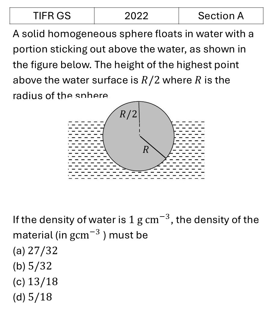 TIFR 2022 A Bulk Matter previous year question TIFR_2022_A_Q4