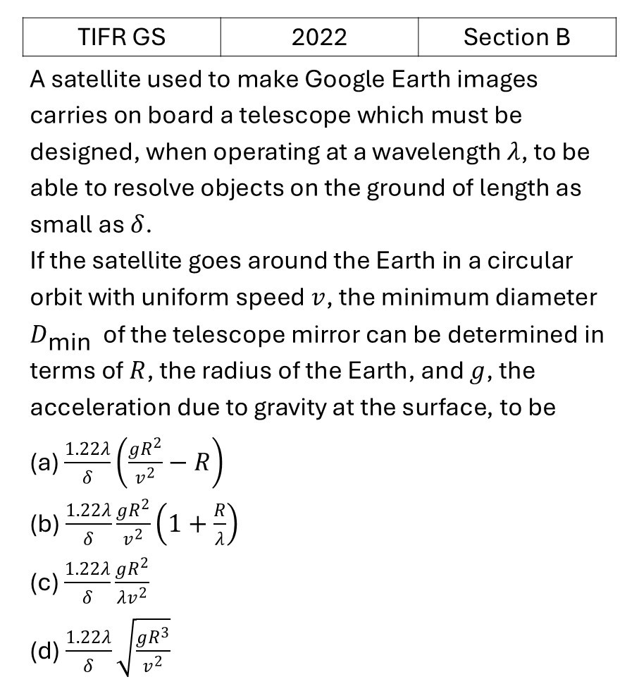 TIFR 2022 B Central Forces, Gravitation and Universe previous year question TIFR_2022_B_Q13