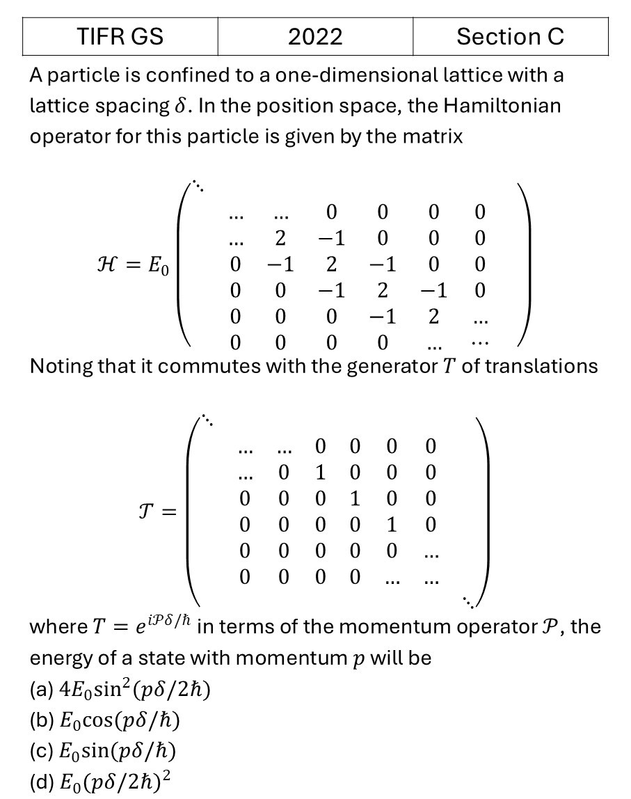 TIFR 2022 C Basic Quantum Mechanics previous year question TIFR_2022_C_Q5