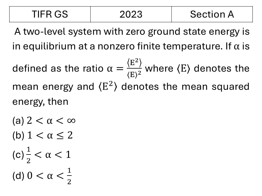TIFR 2023 A Canonical Ensemble previous year question TIFR_2023_A_Q15