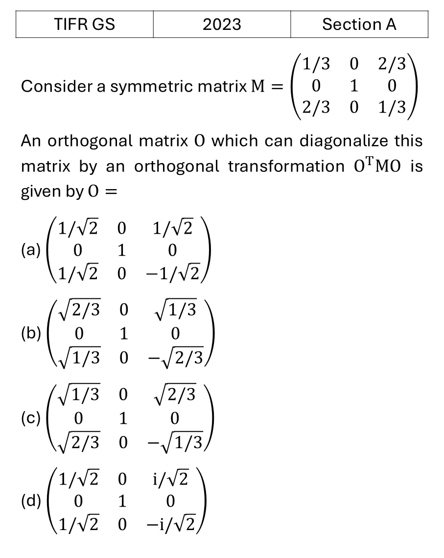 TIFR 2023 A Matrices previous year question TIFR_2023_A_Q3