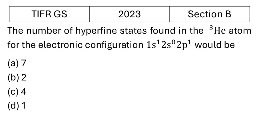 TIFR 2023 B Effects in atomic physics previous year question TIFR_2023_B_Q14