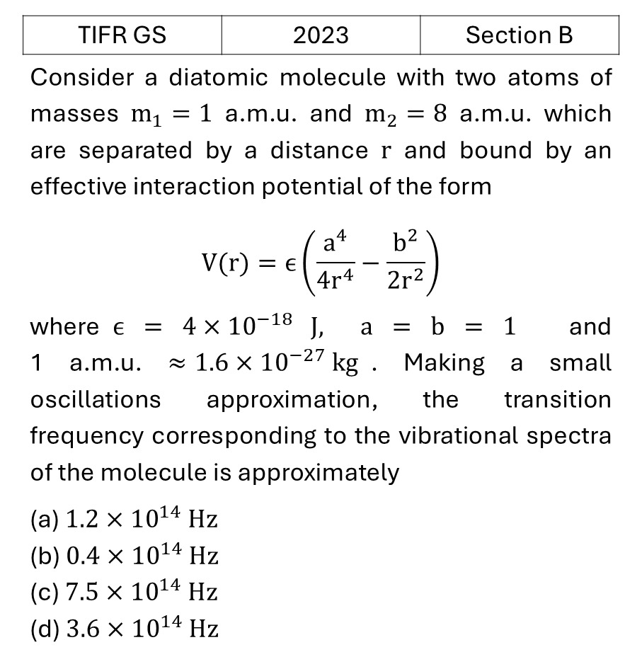 TIFR 2023 B Molecular Physics previous year question TIFR_2023_B_Q6