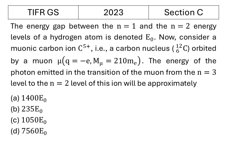 TIFR 2023 C Bohar model previous year question TIFR_2023_C_Q11