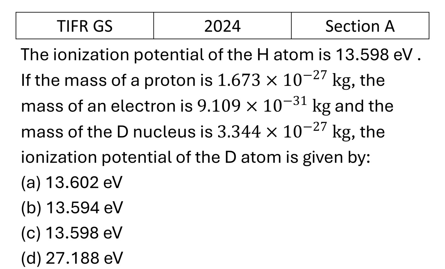 TIFR 2024 A Radioactivity previous year question TIFR_2024_A_Q21
