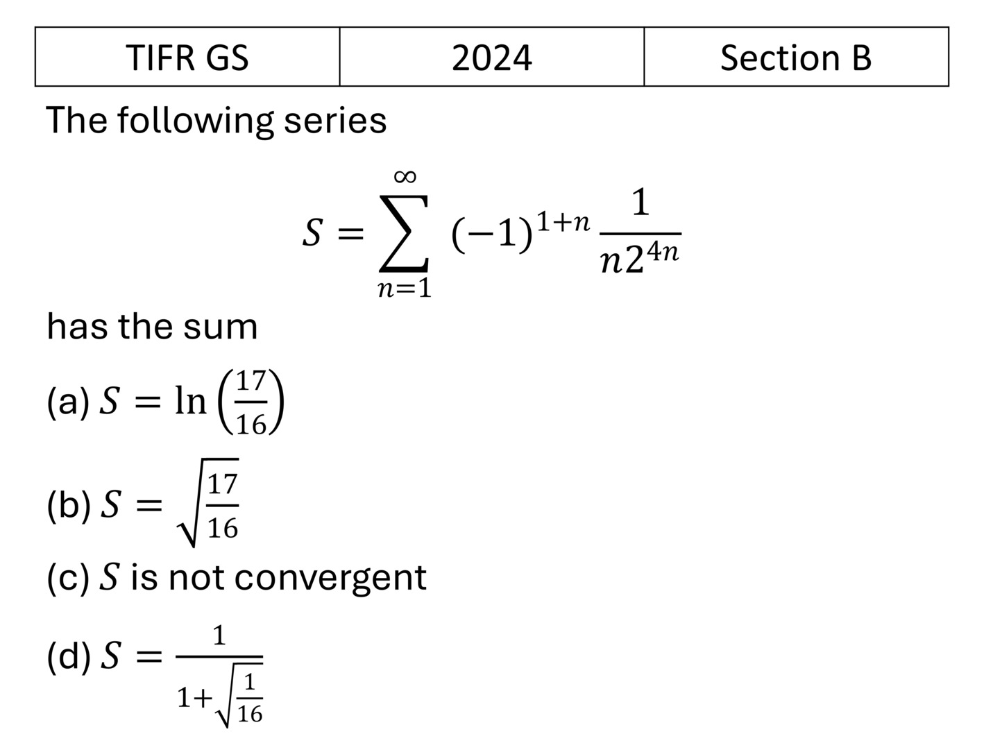 TIFR 2024 B Limits, Continuity and Differentiation previous year question TIFR_2024_B_Q1