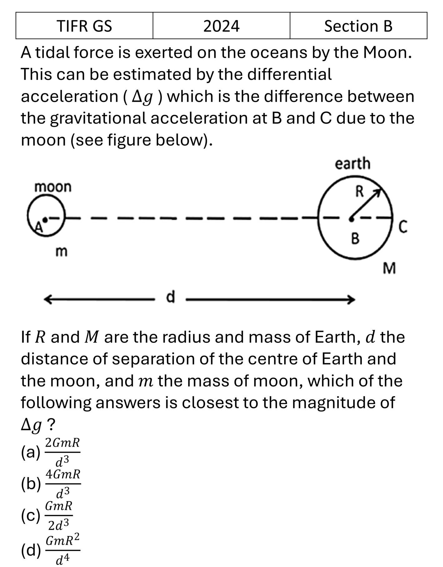 TIFR 2024 B Central Forces, Gravitation and Universe previous year question TIFR_2024_B_Q12