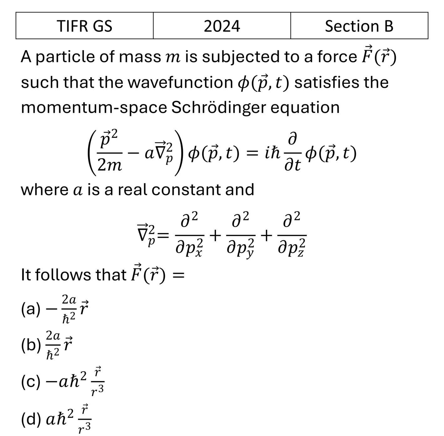 TIFR 2024 B Basic Quantum Mechanics previous year question TIFR_2024_B_Q5