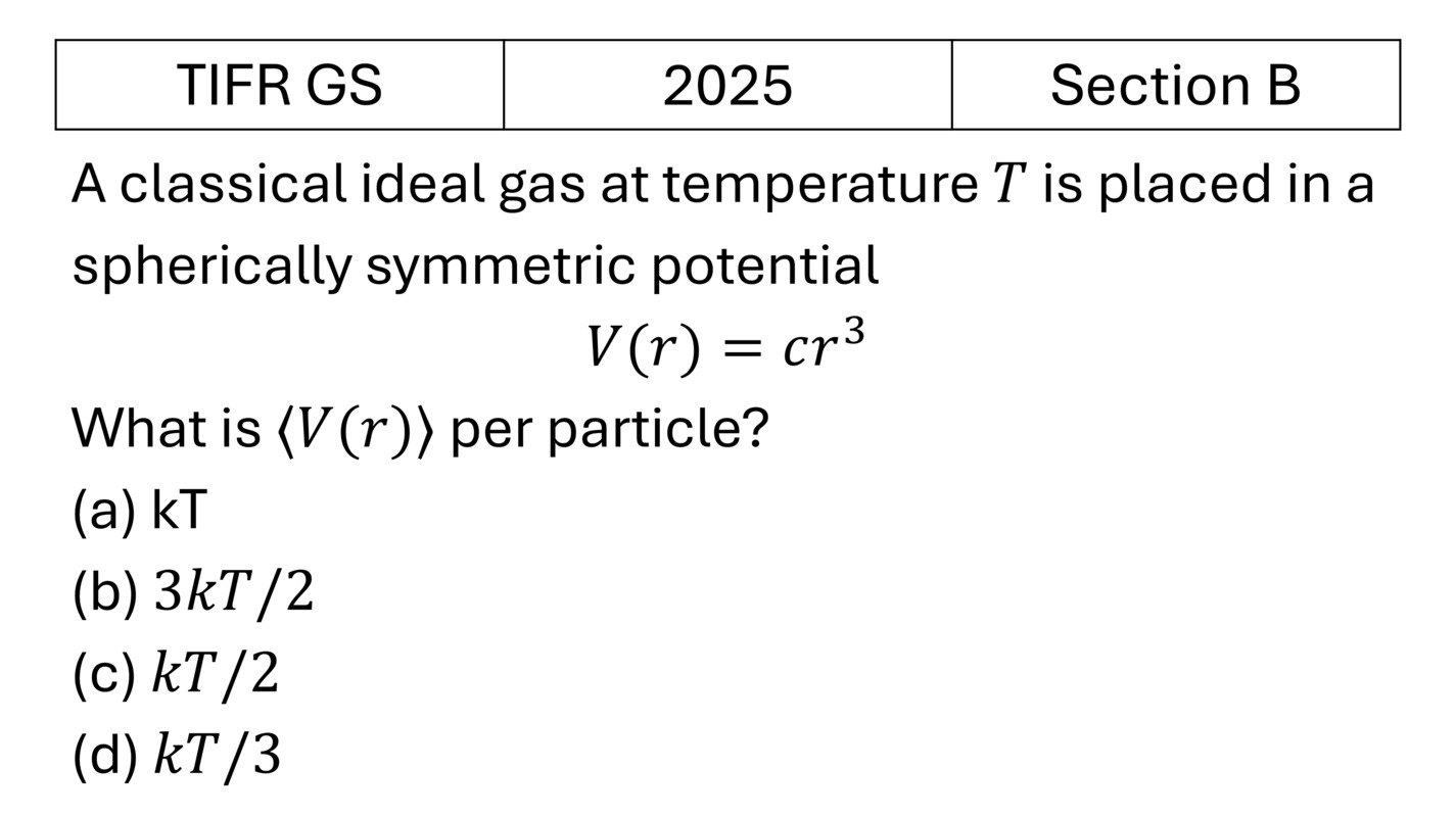 TIFR 2025 B Kinetic theory of gases previous year question TIFR_2025_B_Q15