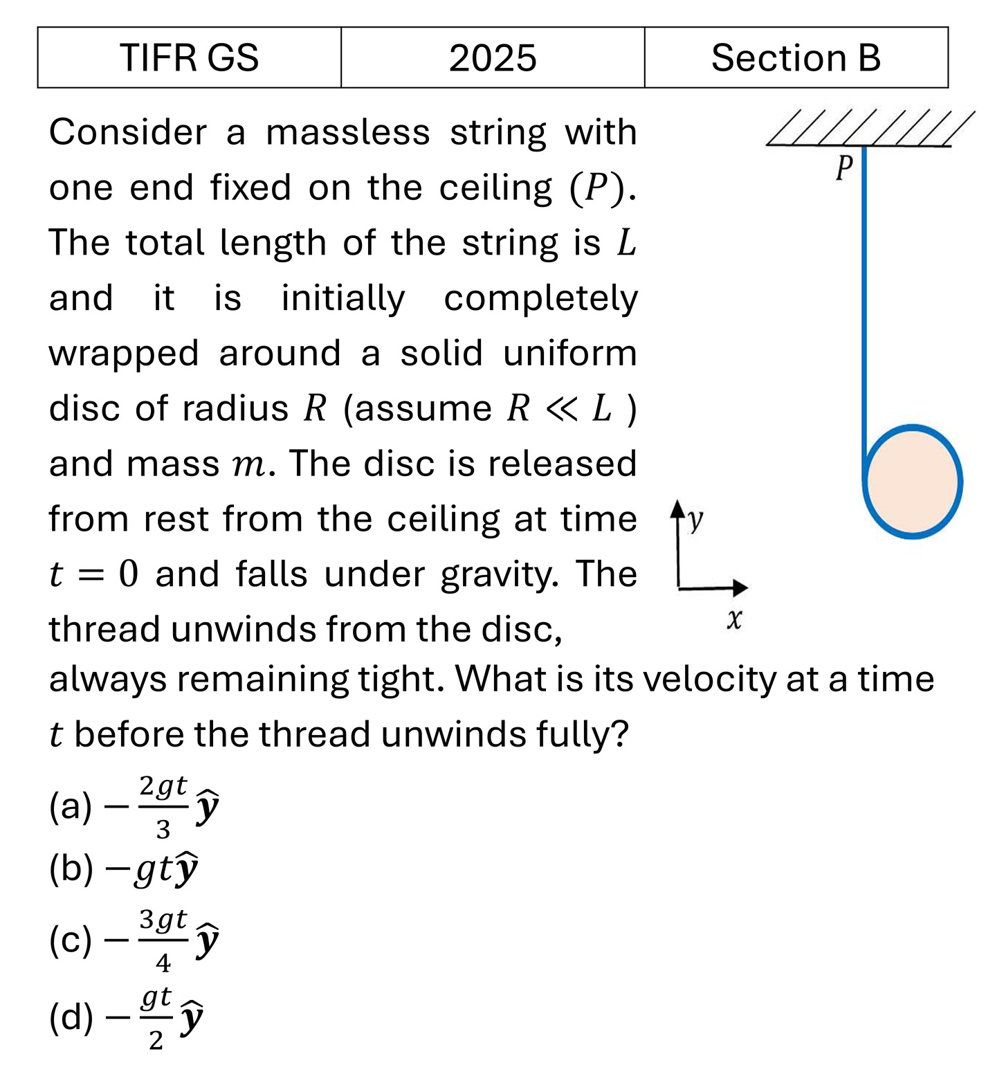 TIFR 2025 B Rotational Motion previous year question TIFR_2025_B_Q3