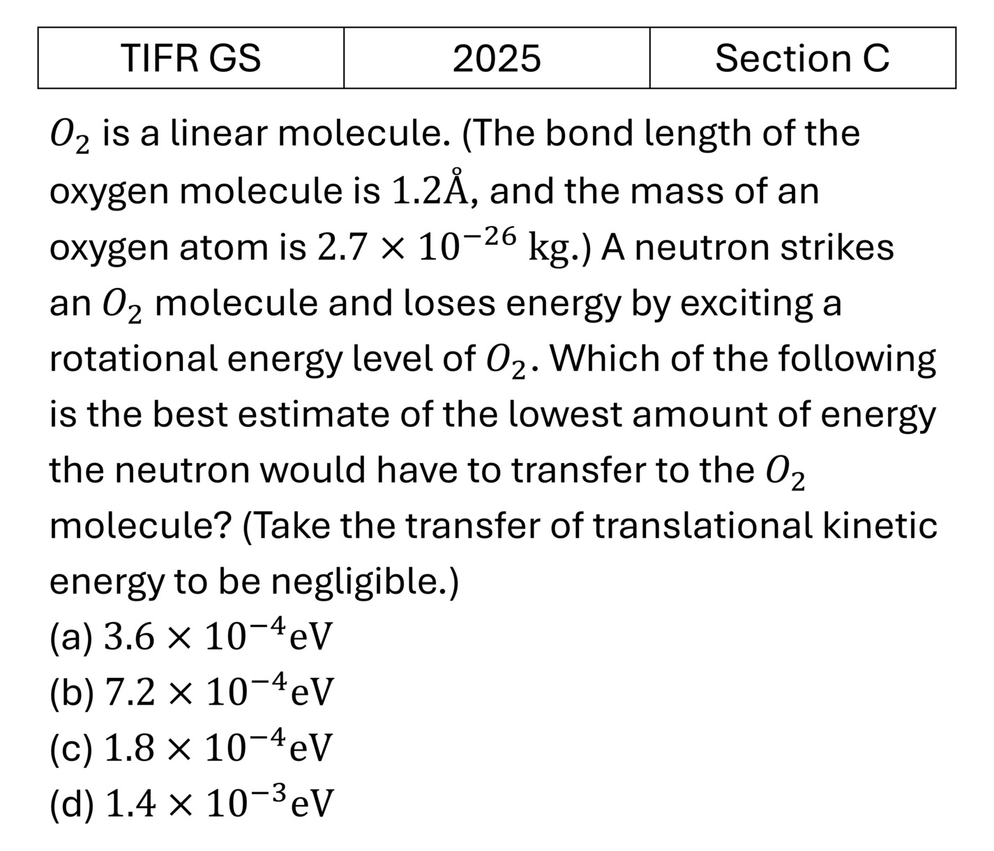 TIFR 2025 C Molecular Physics previous year question TIFR_2025_C_Q15