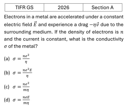 TIFR 2026 A Basic Electronics previous year question TIFR_2026_A_Q12