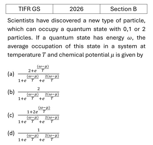 TIFR 2026 B Canonical Ensemble previous year question TIFR_2026_B_Q5