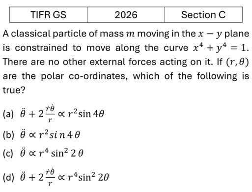 TIFR 2026 C Basic Mechanics previous year question TIFR_2026_C_Q5