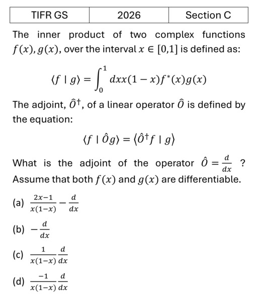 TIFR 2026 C Basic Quantum Mechanics previous year question TIFR_2026_C_Q9